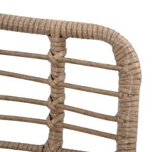 Rattan Chair with Stool, Outdoor Balcony Chair with Cushion, Adjustable Foot Pads for Patio, Garden, Backyard, Natural