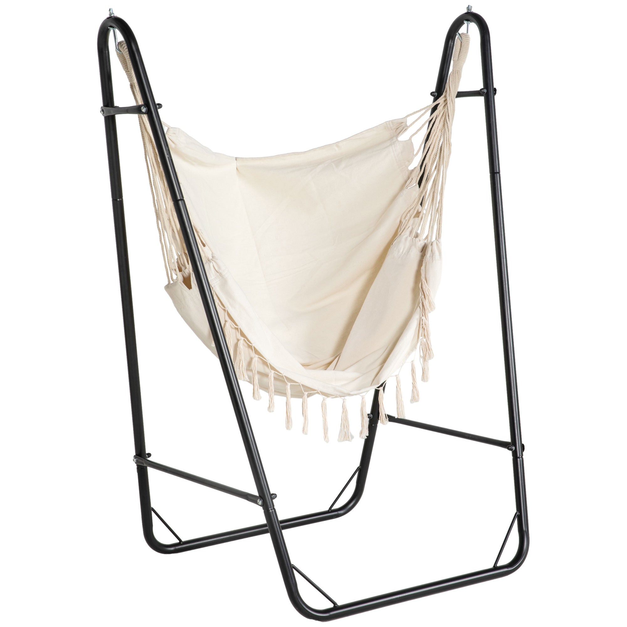 outsunny hängematte Outsunny Hammock Lounge Chair Creamy White, Arc Stand & Storage Pouch, Outdoor