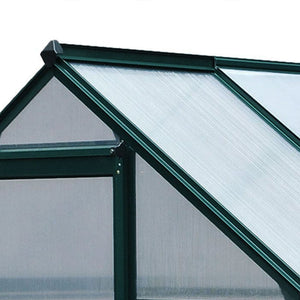 6' x 4' x 6.6' Polycarbonate Greenhouse, Walk-In Green House Kit Garden, Plants Grow, Galvanized Sheet Aluminum Frame with Rain Gutter, Vent and Sliding Door, Green