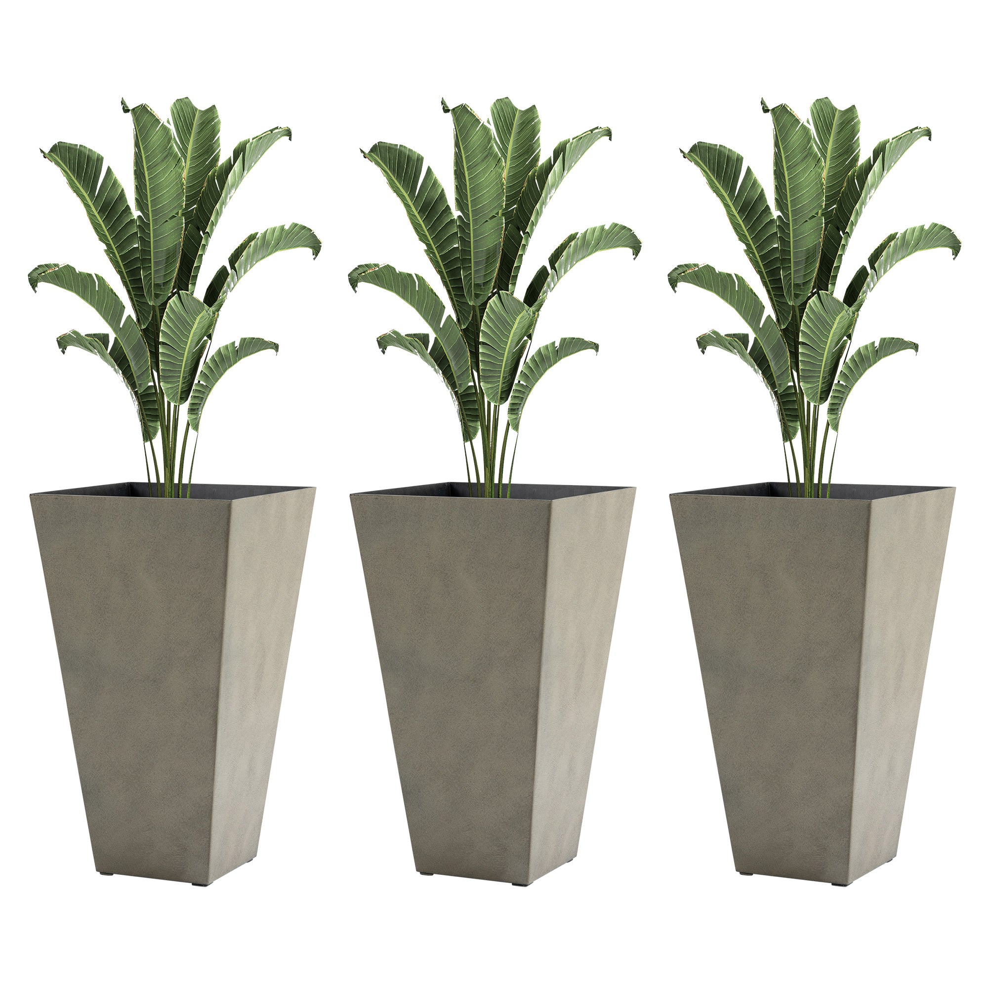 tall plant pots Outsunny 28" Tall Planters for Outdoor Plants with Drainage Hole, Set of 3 Taper Indoor Outdoor Planters, Large Plastic Garden Flower Pots for P