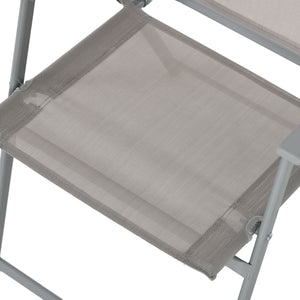 8 Piece Patio Dining Set for 6 with Umbrella, Outdoor Table and Chairs with 6 Folding Chairs with Mesh Seat and Rectangle Dining Table with Umbrella Hole, Grey