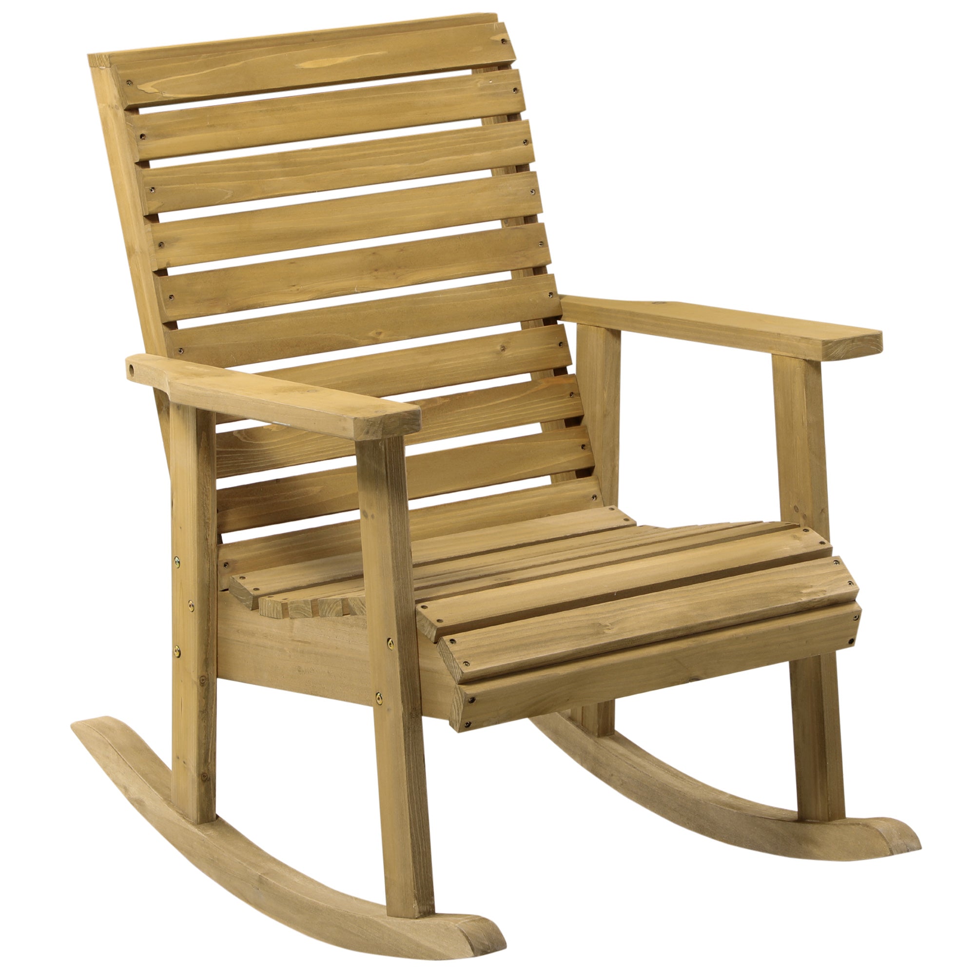 Outsunny High-Back Traditional Slatted Wood Rocking Chair with