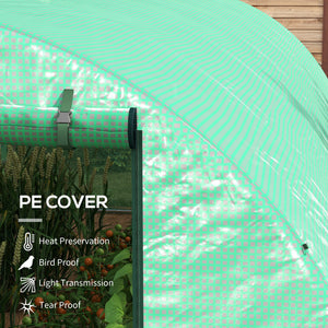 20' x 10' Tunnel Greenhouse with Sprinkler System, Walk-in Green House with Wide Roll-up Door, 12 Mesh Windows, Galvanised Steel Frame, Green