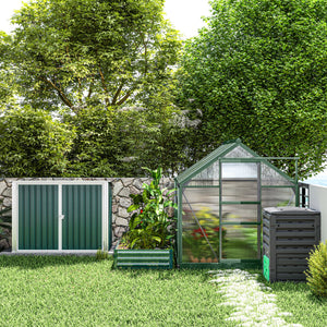 6' x 8' x 6.6' Polycarbonate Greenhouse, Walk-In Green House Kit Garden, Plants Grow, Galvanized Sheet Aluminum Frame with Rain Gutter, Vent and Sliding Door, Green