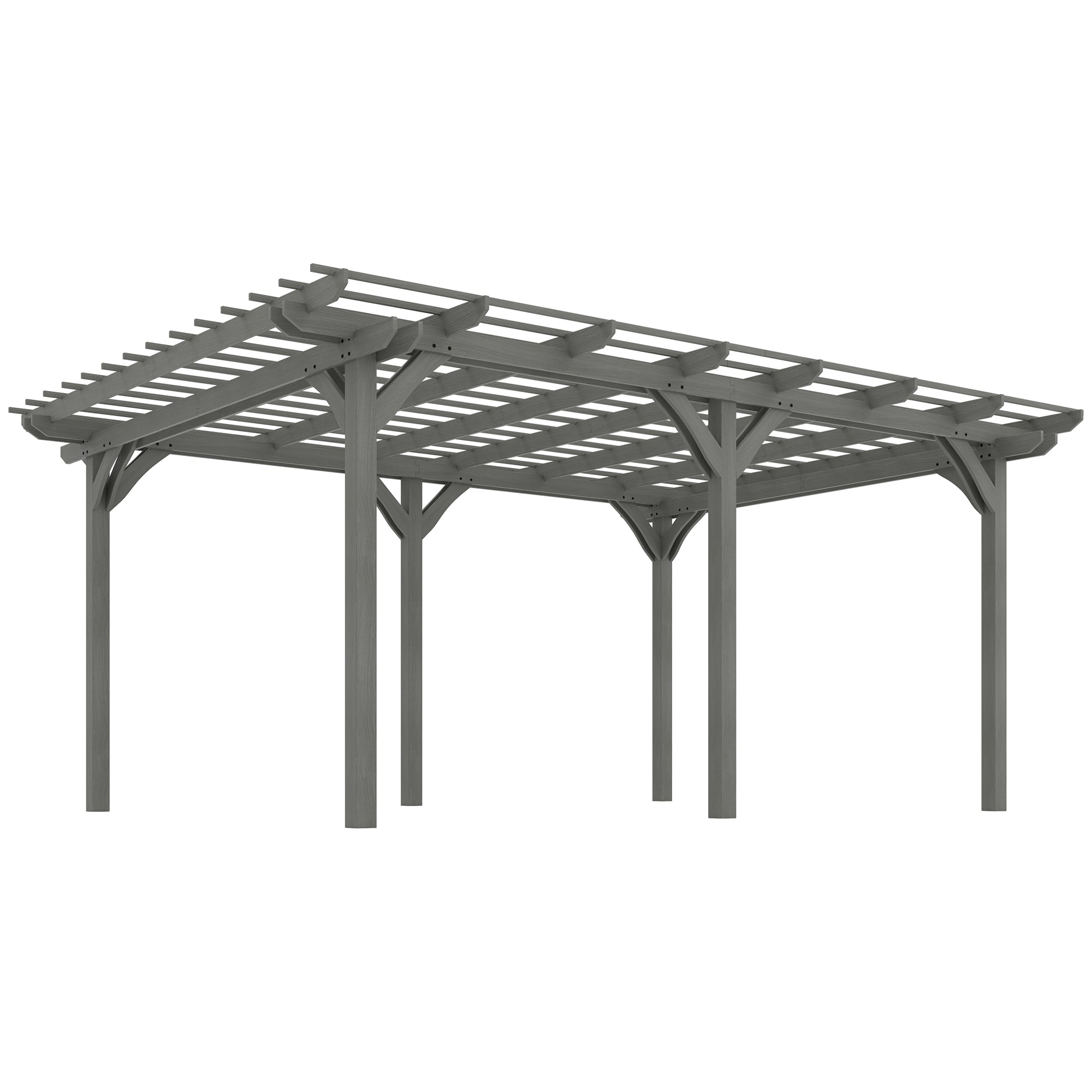 wood and metal trellis Outsunny 12' x 16' Outdoor Pergola, Wood Gazebo Grape Trellis with Stable Structure for Climbing Plant Support, Gray