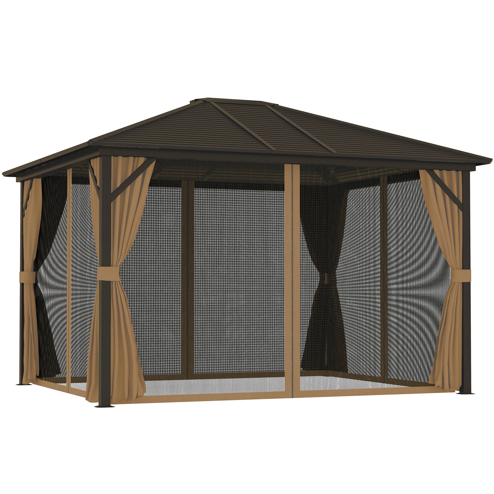 Outsunny 10' x 12' Hardtop Gazebo with Curtains, Netting