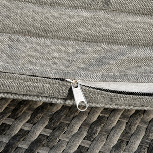 Wicker Chaise Lounge, Outdoor Lounge Chair, 5-Level Adjustable Backrest S-Shape Rattan Lounger with Cushion & Wheels for Patio, Deck, Poolside, Grey