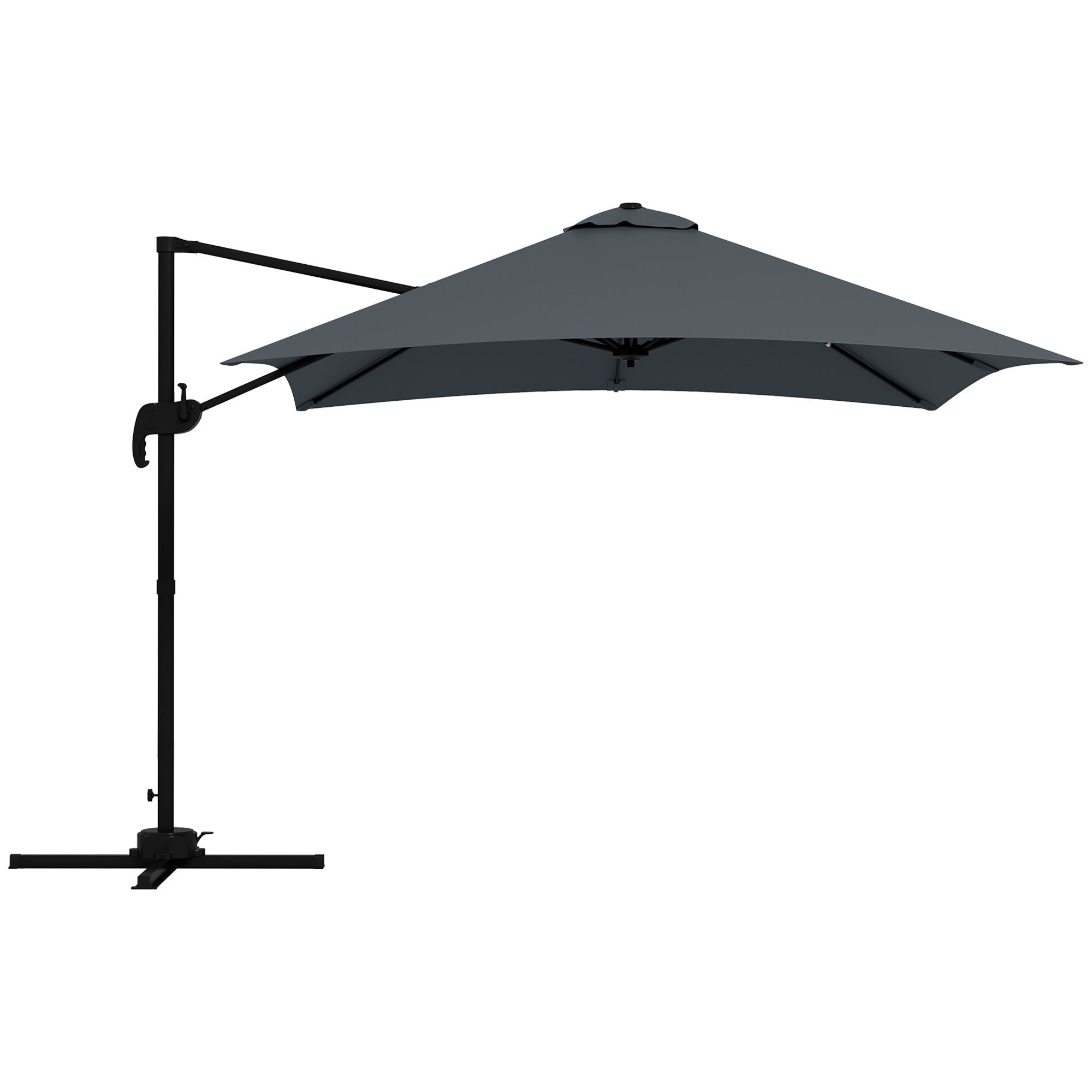 adjusted 10x 10 patio umbrellas Outsunny 10'x 10' Square Cantilever Umbrella with 4 Adjustable Angle and  Rotation, Dark Grey