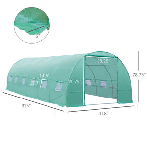 26' x 10' x 6.6' Large Walk in Tunnel Greenhouse Garden Plant Seed Green House Premium Steel Frame, Dark Green
