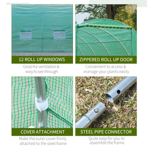 26' x 10' x 6.6' Large Walk in Tunnel Greenhouse Garden Plant Seed Green House Premium Steel Frame, Dark Green