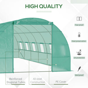 26' x 10' x 6.6' Large Walk in Tunnel Greenhouse Garden Plant Seed Green House Premium Steel Frame, Dark Green
