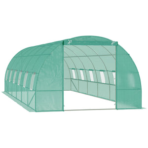 26' x 10' x 6.6' Large Walk in Tunnel Greenhouse Garden Plant Seed Green House Premium Steel Frame, Dark Green