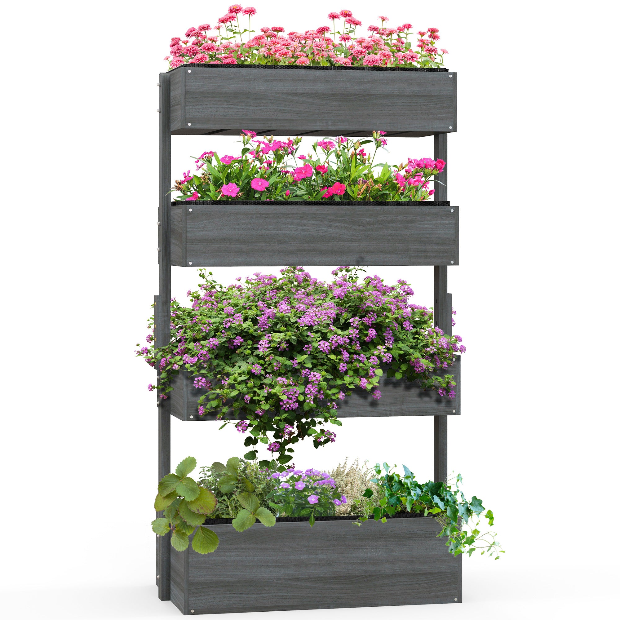 Outsunny 80cm x 45cm x 142cm 4-Tier Raised Garden Bed, Fir Wood