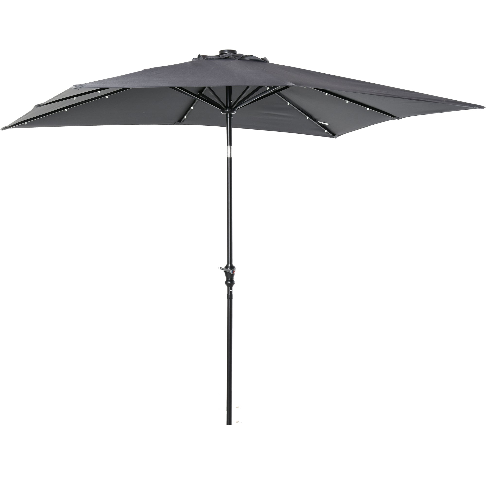led light bulbs be replaced on a outsunny patio umbrella Outsunny 9 x 7 ft Patio Umbrella Outdoor Table Market with Crank Solar LED Lights Tilt Button for Deck Dark Gray