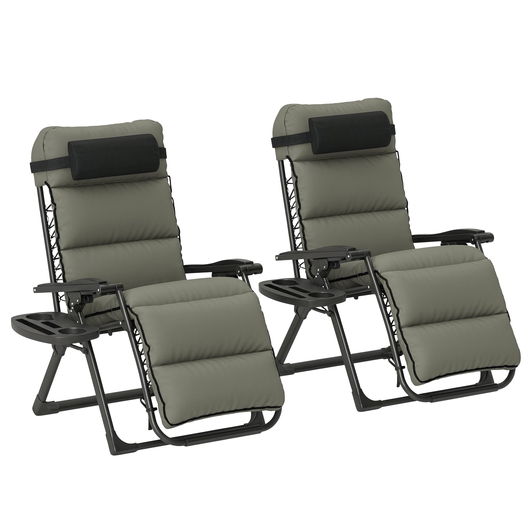 Outsunny Set of 2 Zero Gravity Chairs with Cup and Phone Holder