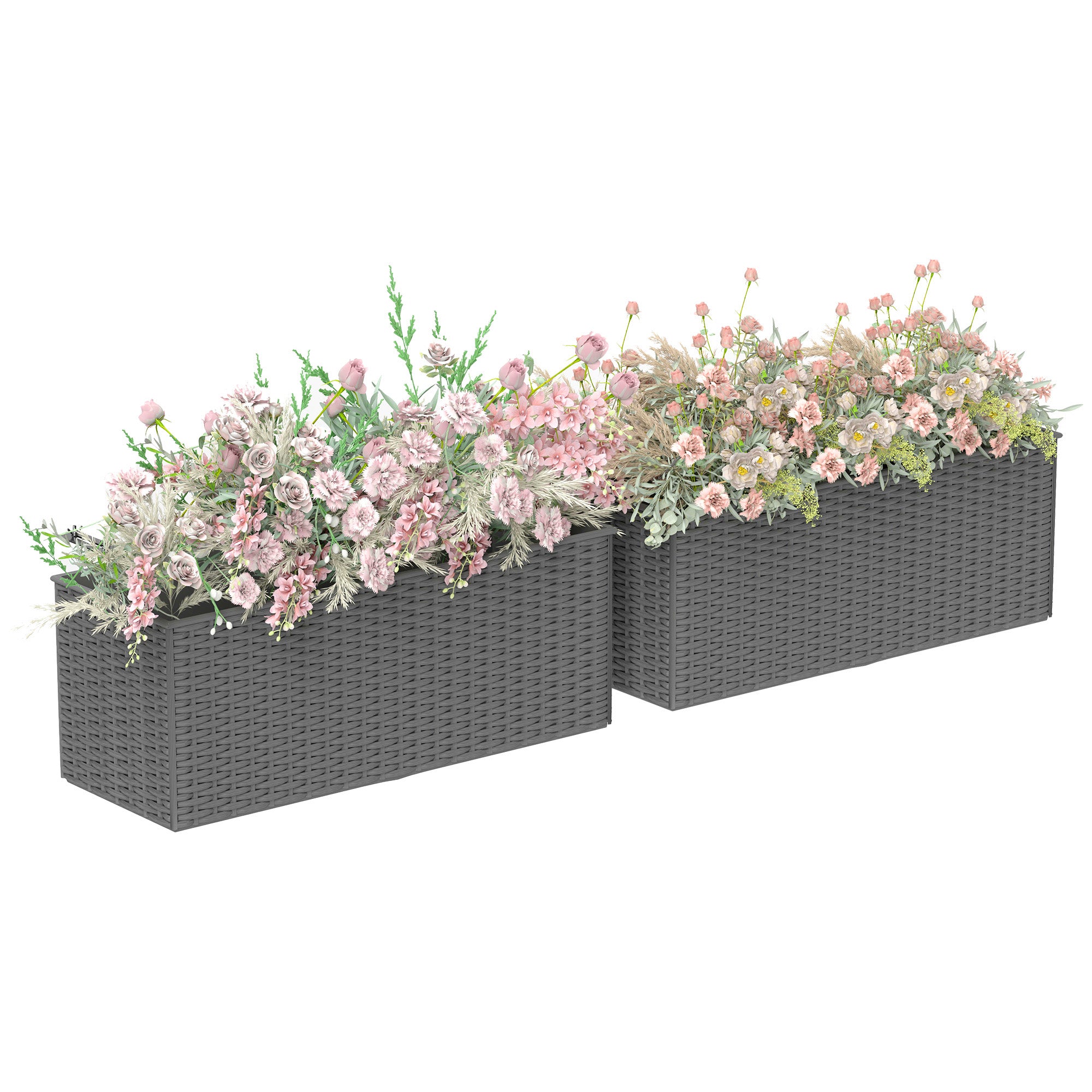 viva self watering balcony railing planter Chic Railing Planter Box Set w/ Self-Watering & Stackable