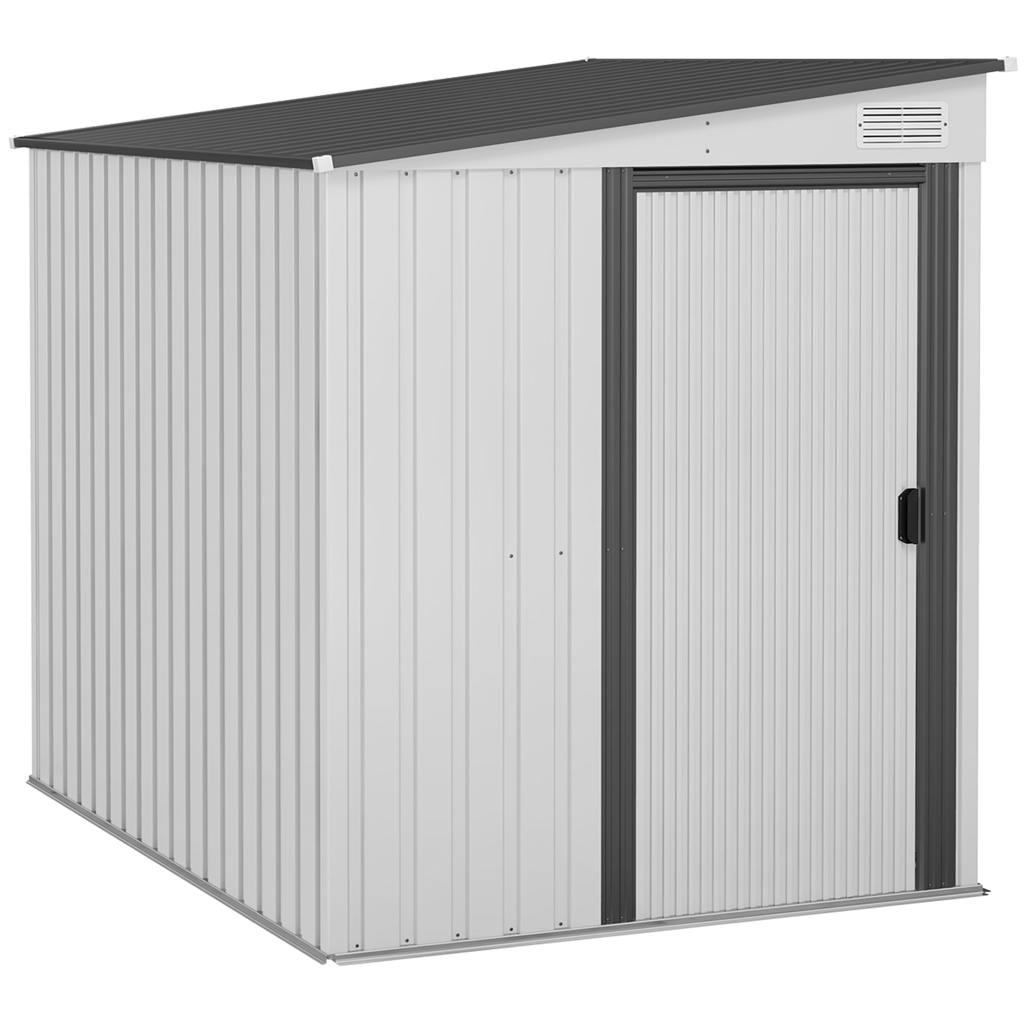 Outsunny 7 x 5FT Lean to Metal Garden Shed w/ Sliding Doors, 2