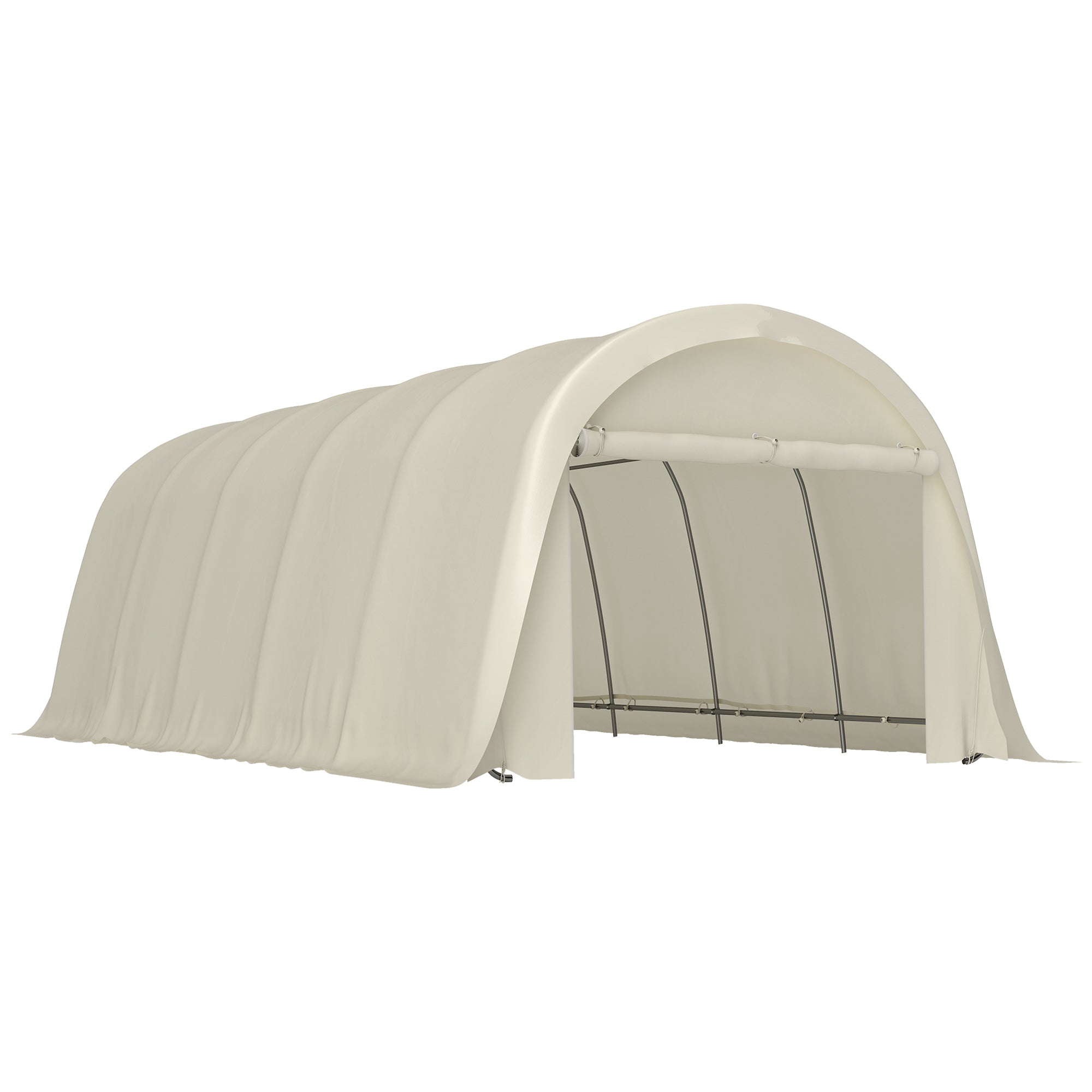 roll tent Outsunny 12' x 23.6' Heavy Duty Carport, UPF50+ Portable Garage Car Canopy Tent with Galvanized Frame, Large Door, Beige