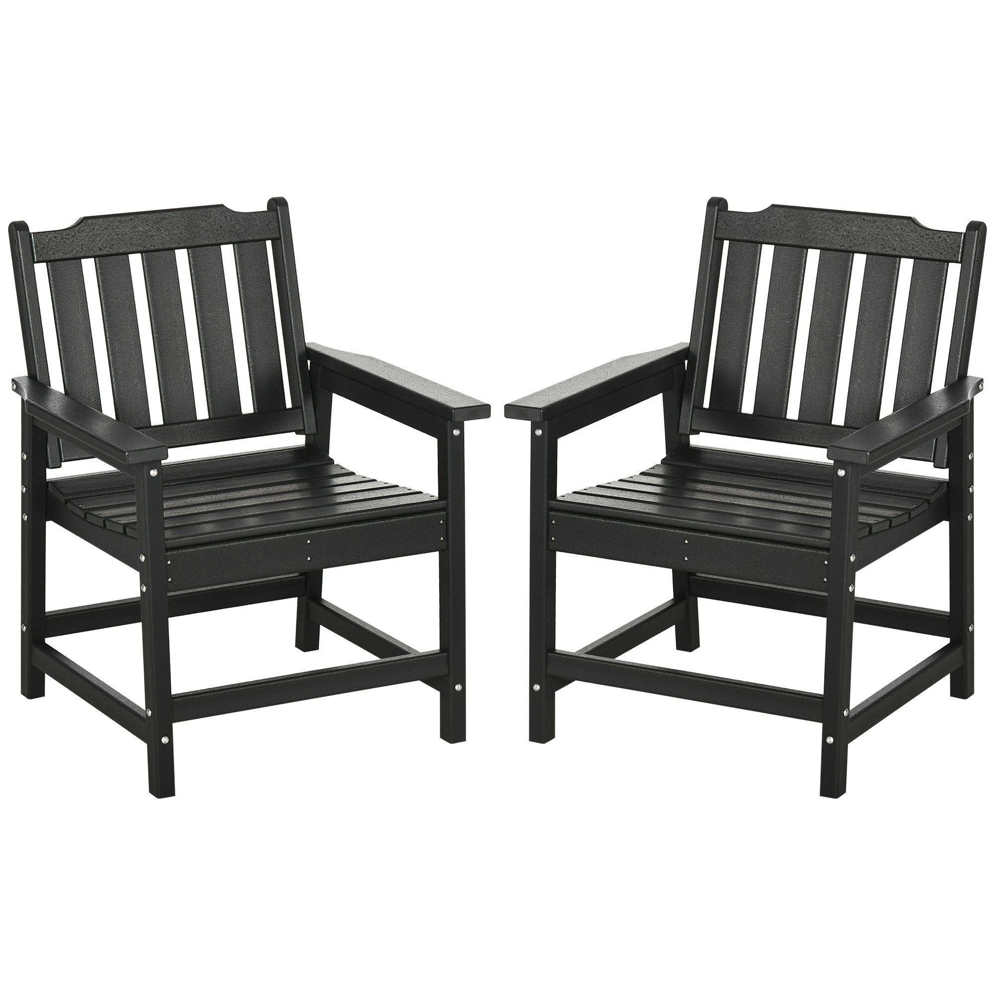Outsunny 2-Piece HDPE Patio Dining Chairs, Heavy Duty Wood-Like
