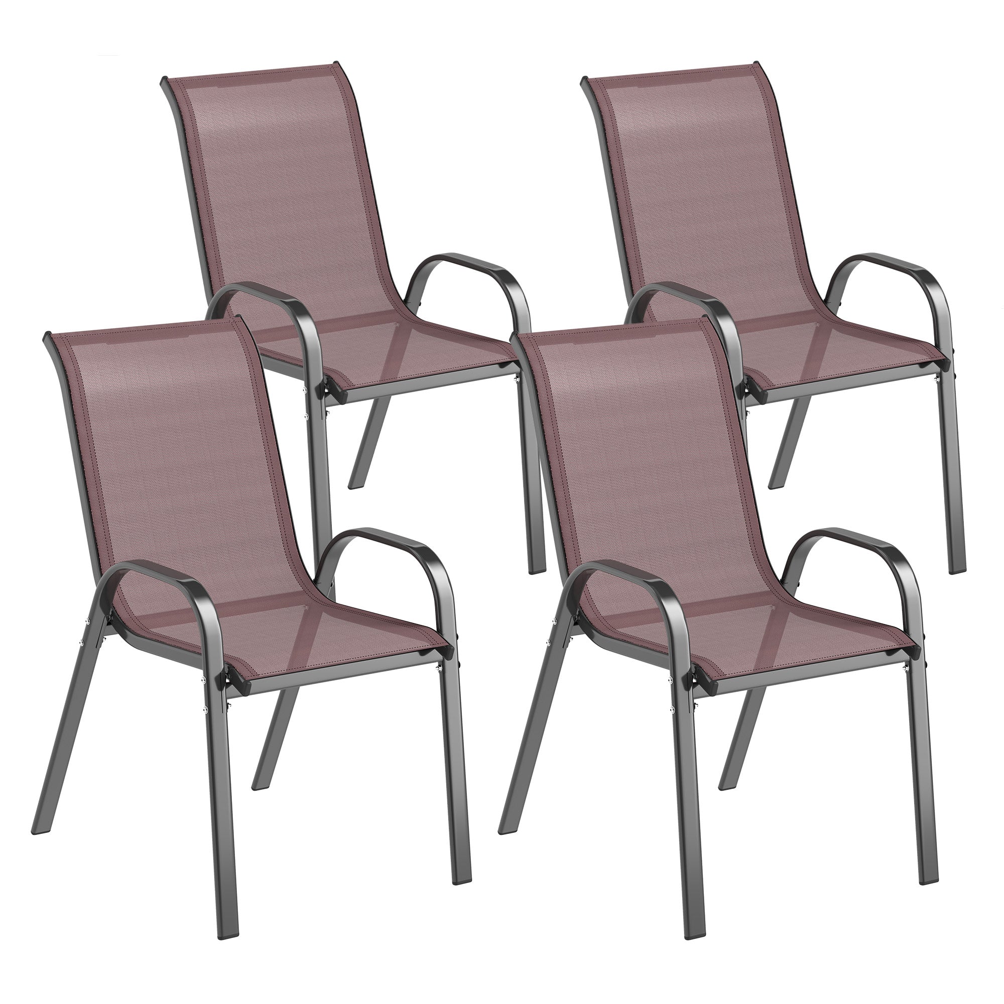 Outsunny Stackable Patio Chairs with High Back, Breathable Mesh