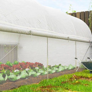 19.5' x 10' x 6.6' Walk-in Tunnel Greenhouse with Roll-up Mesh Sidewalls, Mesh Door, 8 Windows, Outdoor Green House Plant Hot House Tent with Galvanized Steel Frame, White