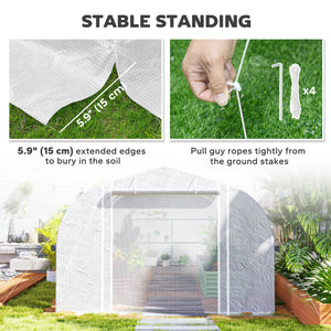 19.5' x 10' x 6.6' Walk-in Tunnel Greenhouse with Roll-up Mesh Sidewalls, Mesh Door, 8 Windows, Outdoor Green House Plant Hot House Tent with Galvanized Steel Frame, White