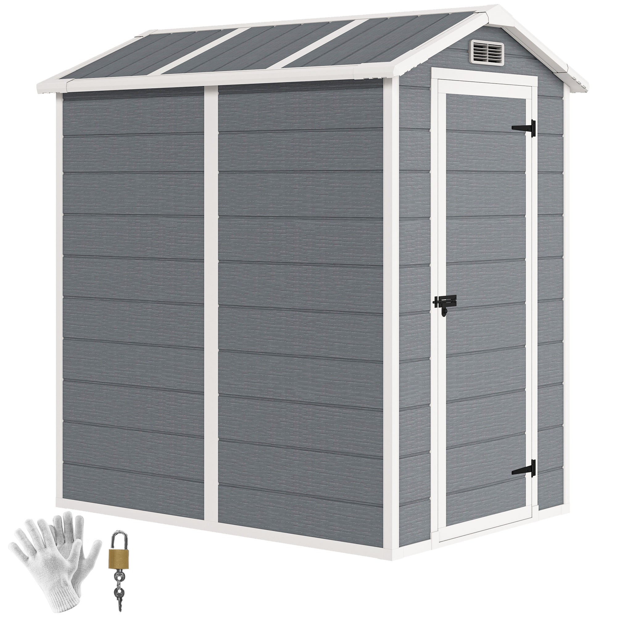 Russeluno ラッセルノ　サイズ6 XL Outsunny 6' x 4' Outdoor Storage Shed with Floor and Lockable Door