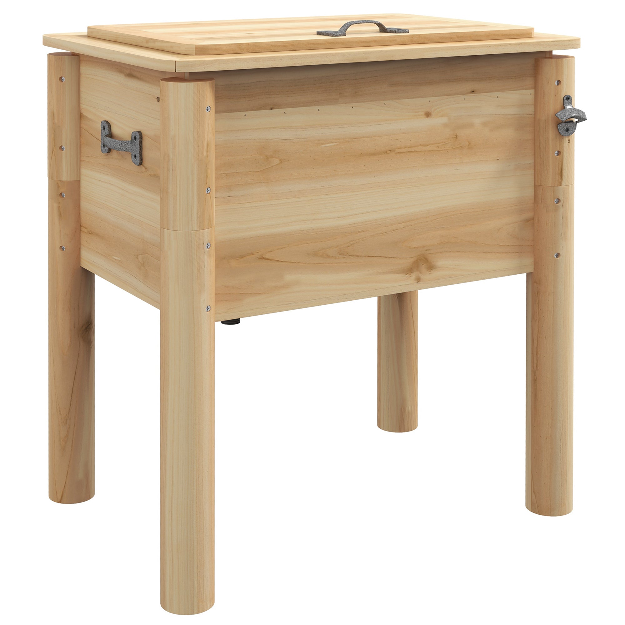 Outsunny Natural Wood 54 Quart Outdoor Beverage Cooler with Built