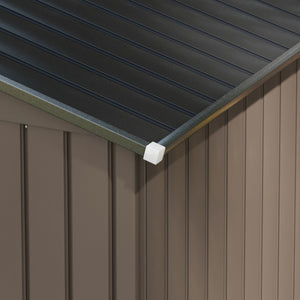 7 x 4ft Metal Garden Shed, Outdoor Storage Tool House with Ventilation Slots, Foundation Kit and Lockable Double Doors, Brown