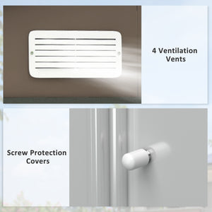 7 x 4ft Metal Garden Shed, Outdoor Storage Tool House with Ventilation Slots, Foundation Kit and Lockable Double Doors, Brown