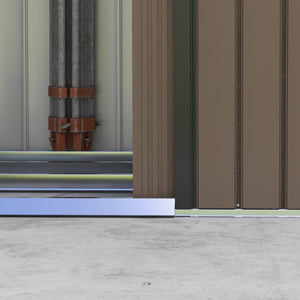 7 x 4ft Metal Garden Shed, Outdoor Storage Tool House with Ventilation Slots, Foundation Kit and Lockable Double Doors, Brown