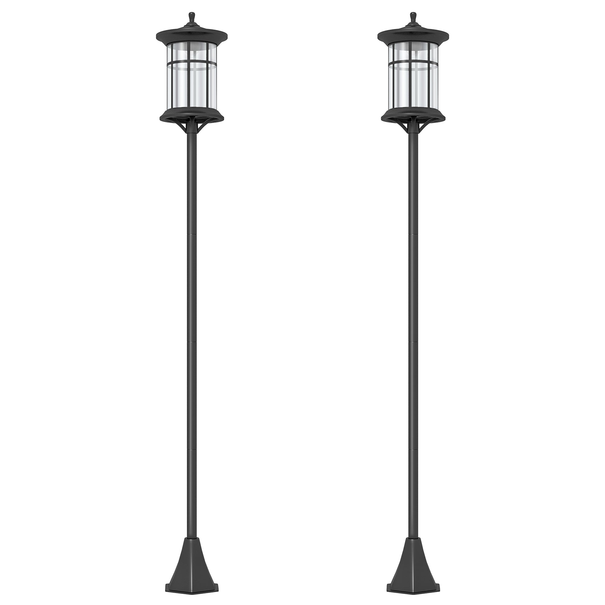 Outsunny Solar Lamp Post Light – 72 LED Outdoor Street Light, IP44 Waterproof For Patio, Garden & Pathway, 2-Pack Cool White