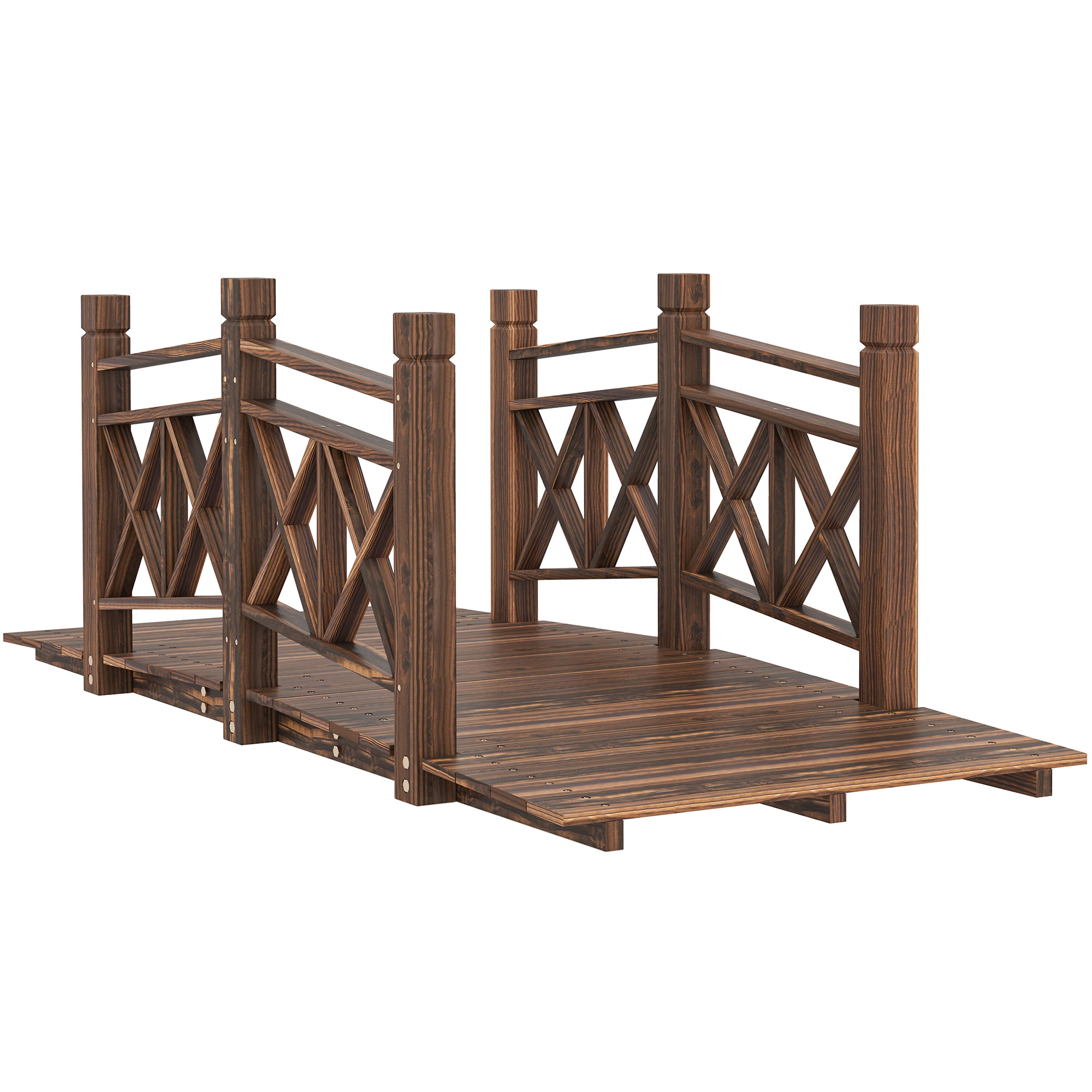 Outsunny 5' Wooden Garden Bridge with Safety Rails, Perfect for