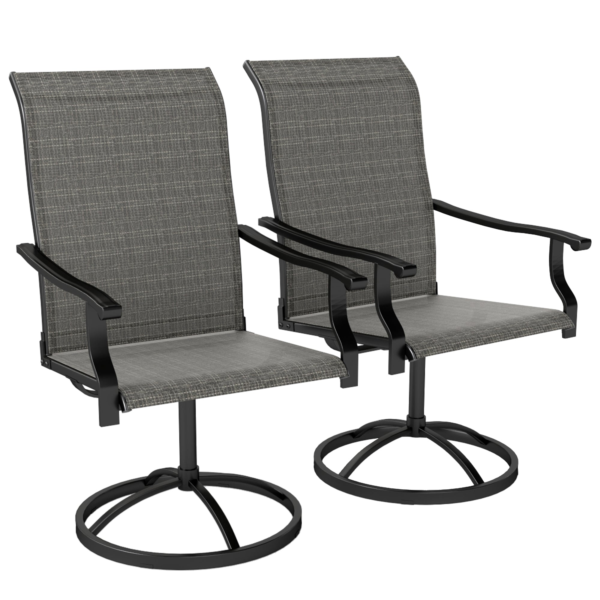 Outsunnny Patio Swivel Dining Chairs Set of 2, High Back Outdoor Chairs  with All Weather Mesh Fabric and Metal Frame for Deck, Garden, Backyard,