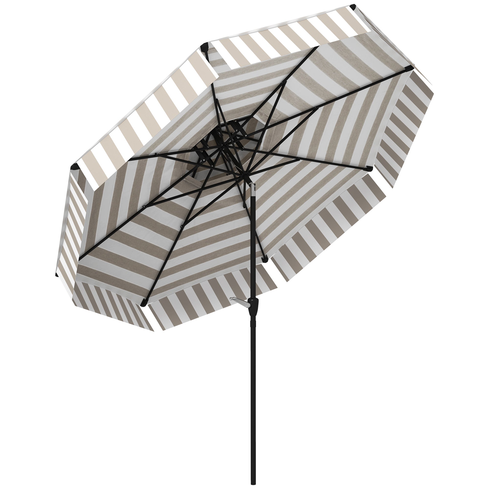 Outsunny 8.6FT Patio Umbrella, UPF 30+ Outdoor Market Umbrella, 2-Tier Vented Patio Table Umbrella with Crank 8 Ribs, Tiltable Porch Umbrella for Gard