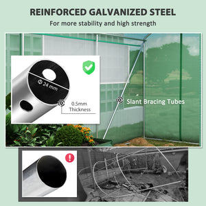 6 x 3 x 2m Polytunnel Greenhouse with 3 Roll-up Doors and Mesh Windows, Walk-in Garden Tunnel Warm House Tent with UV-resistant PE Cover and Galvanised Steel Frame, Green