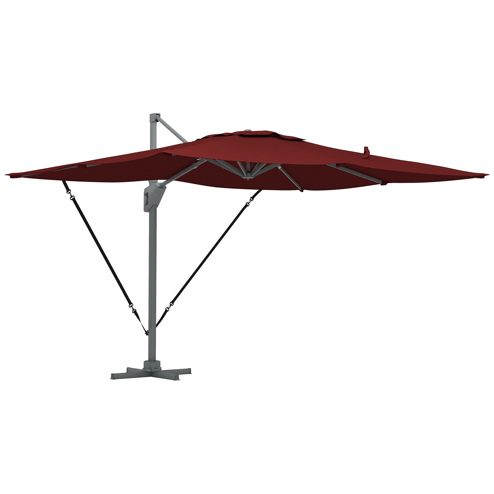 Outsunny 10' x 13' Cantilever Patio Umbrella with Windproof Straps, 4-Position Tilt, 360° Rotation, Red Outsunny 10' x 13' Cantilever Patio Umbrella with Windproof Straps, 4-Position Tilt, 360° Rotation, Red