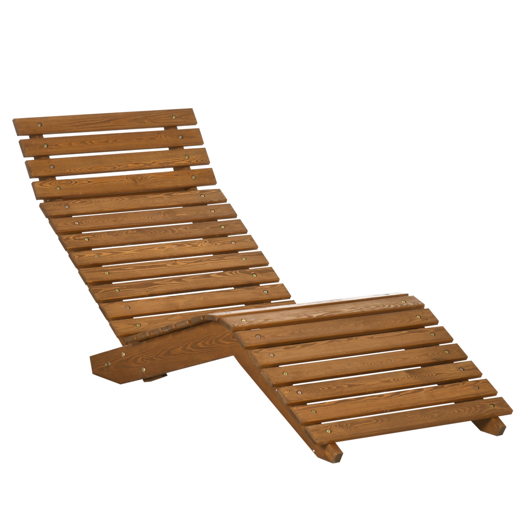 Outsunnny Wooden Outdoor Lounge Chair, Curved Design Sun Lounger