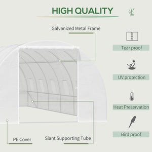 26' x 10' x 6.6' Large Walk in Tunnel Greenhouse Garden Plant Seed Green House Premium Steel Frame, White