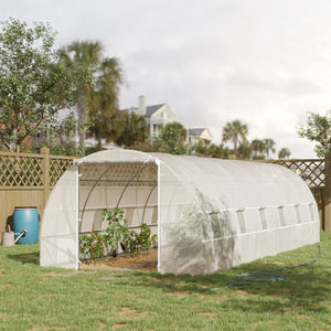 26' x 10' x 6.6' Large Walk in Tunnel Greenhouse Garden Plant Seed Green House Premium Steel Frame, White