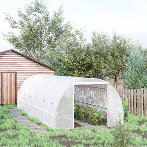 26' x 10' x 6.6' Large Walk in Tunnel Greenhouse Garden Plant Seed Green House Premium Steel Frame, White