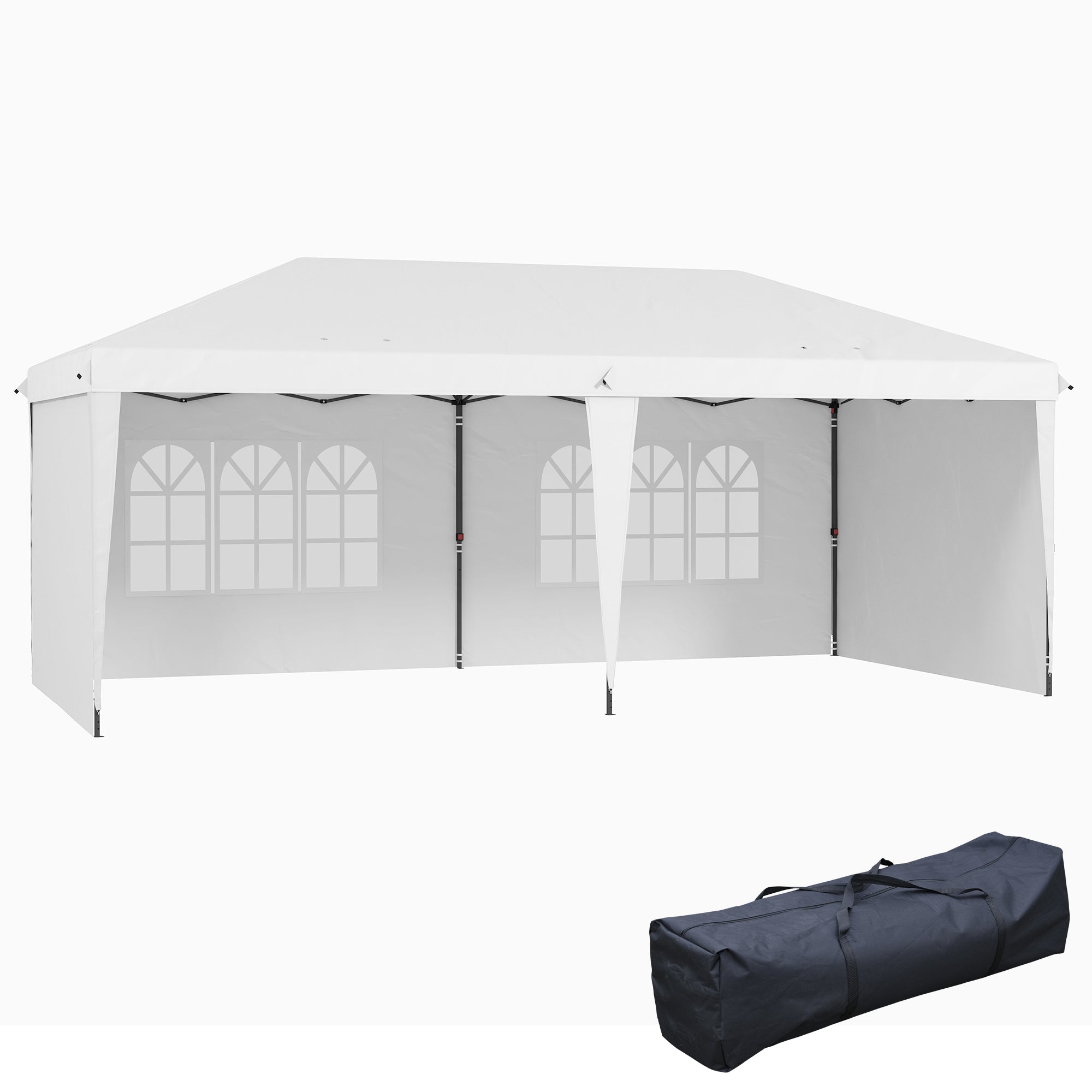 tente exterieur Tente pliante d'extérieur Outsunnny 3 x 6 m avec sac de transport, blanche