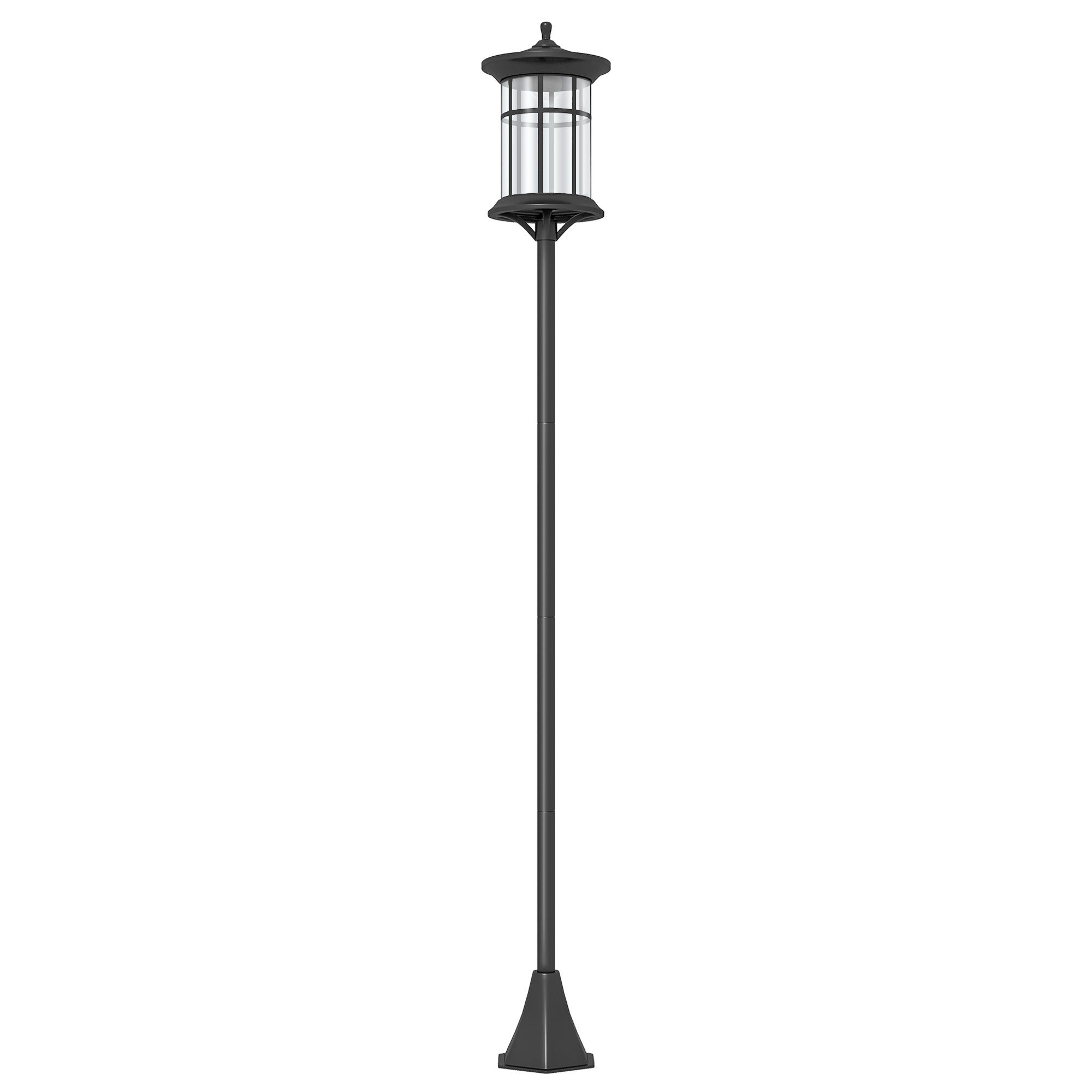 LUTEC LED Outdoor Post Light With Triple-Head, Hardwired Vintage Street Lights For Lawn Patio Yard Pathway Garden Black Light Pole With Clear Glass Panels - Black