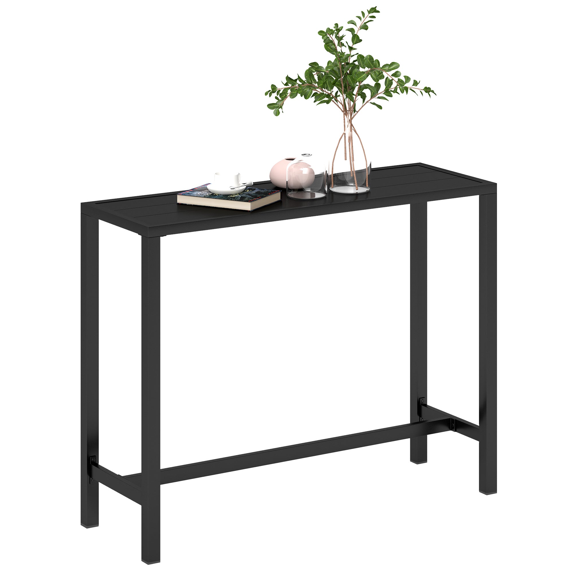 Outsunnny Outdoor Bar Table, 48" L Narrow Bar Height Patio Table ...