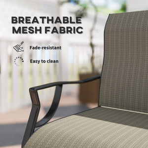 Patio Chairs Set of 2, C Spring Motion Outdoor Dining Chairs with High Back, Armrests, All Weather Breathable Fabric, Metal Frame, for Porch, Deck, Yard, Garden, Lawn