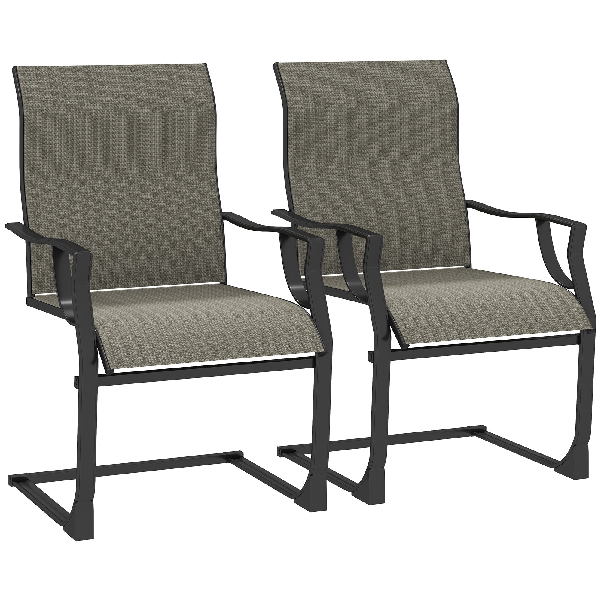 Outsunnny Patio Chairs Set of 2, C Spring Motion Outdoor Dining