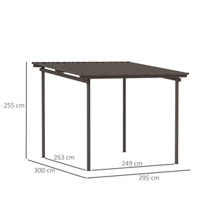 3 x 3(m) Garden Pergola with Waterproof Metal Roof, Lean to Pergola Hardtop Gazebo, Wind-resistant Outdoor Sun Shade, Easy to Assemble