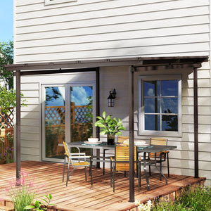 3 x 3(m) Garden Pergola with Waterproof Metal Roof, Lean to Pergola Hardtop Gazebo, Wind-resistant Outdoor Sun Shade, Easy to Assemble