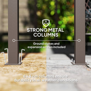 3 x 3(m) Garden Pergola with Waterproof Metal Roof, Lean to Pergola Hardtop Gazebo, Wind-resistant Outdoor Sun Shade, Easy to Assemble