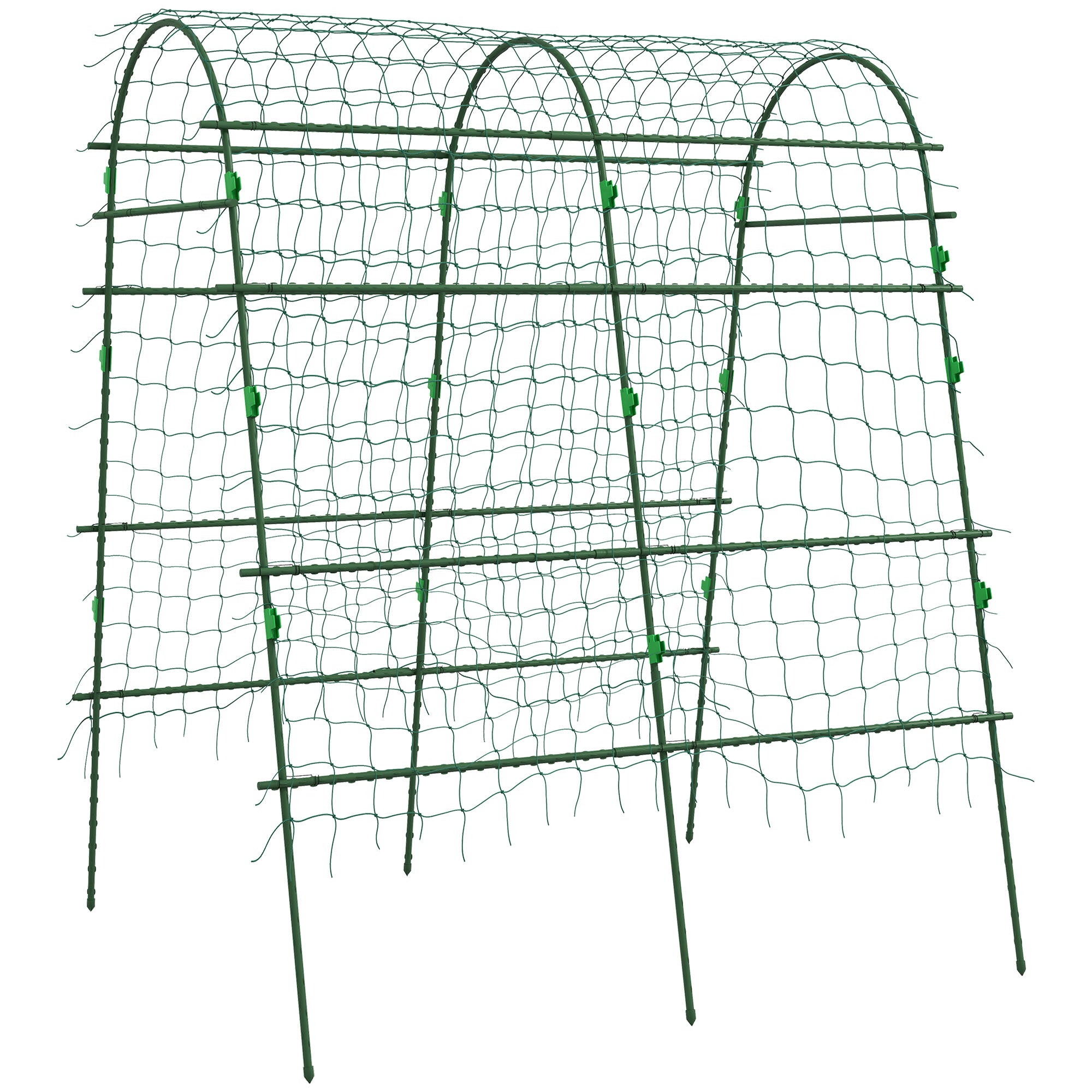Outsunny Metal Arch Garden Trellis for Climbing Plants, A-Frame with Net, 57
